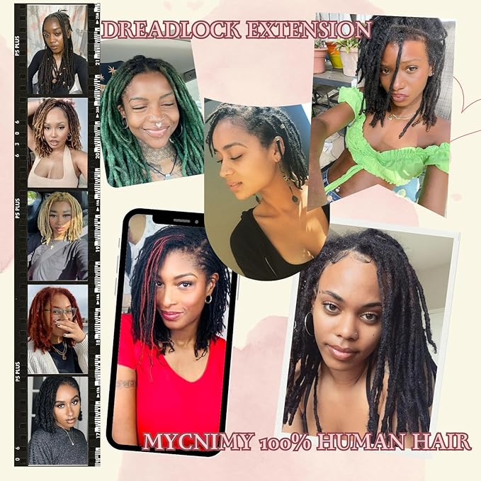 6 Inch 0.4cm Thickness Loc Extensions Human Hair 30 Strands Dreadlock Extensions Real Human Hair For Women Men Kids 100% Full Handmade Permanent Locs Extensions Can Be Dyed And Bleached (Natual Black)