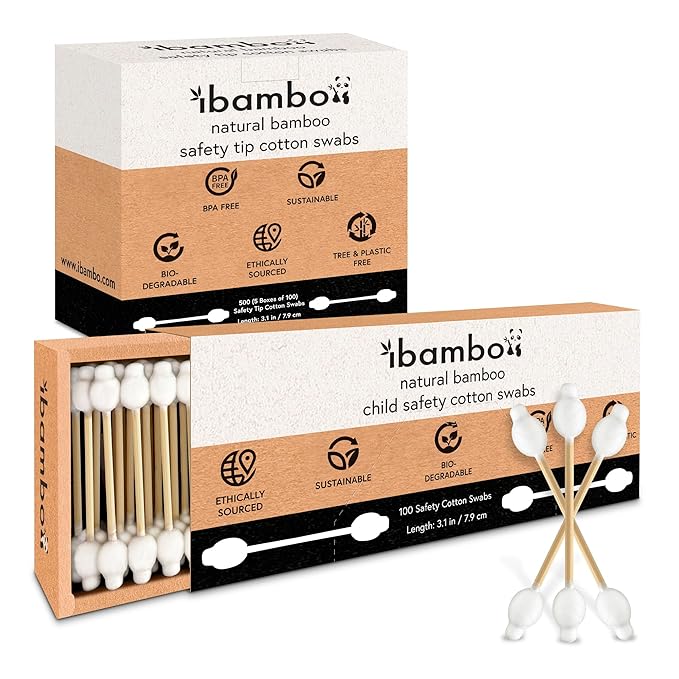 100% Bamboo Ear Swabs (500-Pack) - Safety Cotton Buds for Baby & Personal Care | Organic Cotton Swabs for Ears, Nose & More | FSC Certified & Hypoallergenic, Made for All Ages & Pets