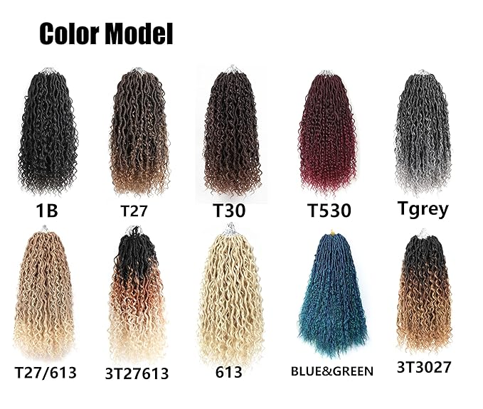 Aipin 8 Packs New Goddess Locs Crochet Hair 18 Inch Boho River Locs Hippie Locs Wavy Crochet With Curly Hair In Middle And Ends Braids Hair Extensions(8 Packs,18 inch,T27/613)