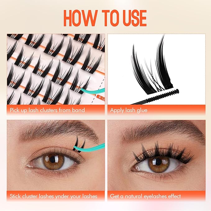 GEMERRY Lash Clusters Fluffy Cluster Lashes Mink Cluster Eyelash Extensions Lash Extension Clusters DIY at Home Eyelash Clusters