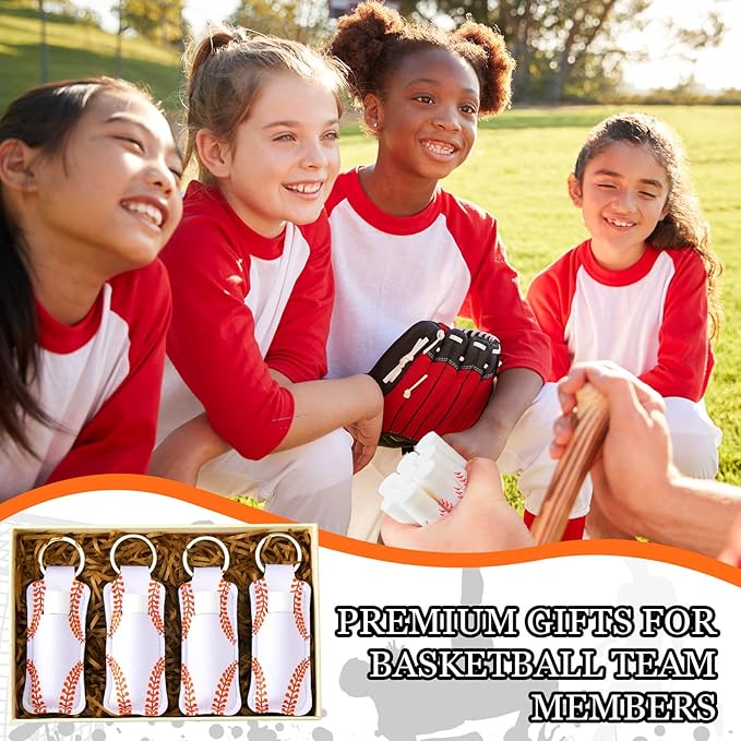 18 Sets Party Favors Lip Balm and Lipstick Holder Keychain Bulk Sport Ball Team Gifts Natural Moisturizing Lip Balm Keychains Pouch for Team Gifts Sports Party Supplies(Baseball)