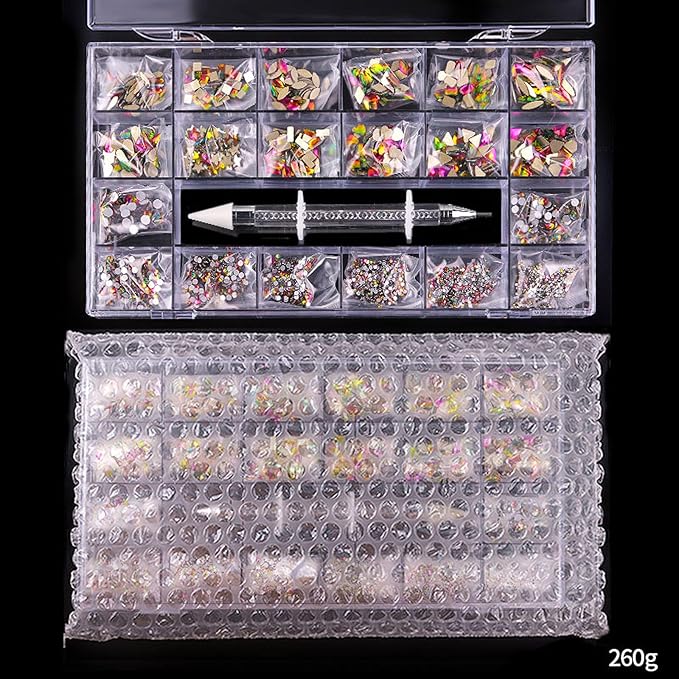 12 Types of Colorful 600 Diamonds + 2500 Flat Rhinestones Mix 20 Styles Flatback DIY Crafts Rhinestone Crystals 3D Decorations Flat Back Stones Set + Rhinestone Picker Wax Pen