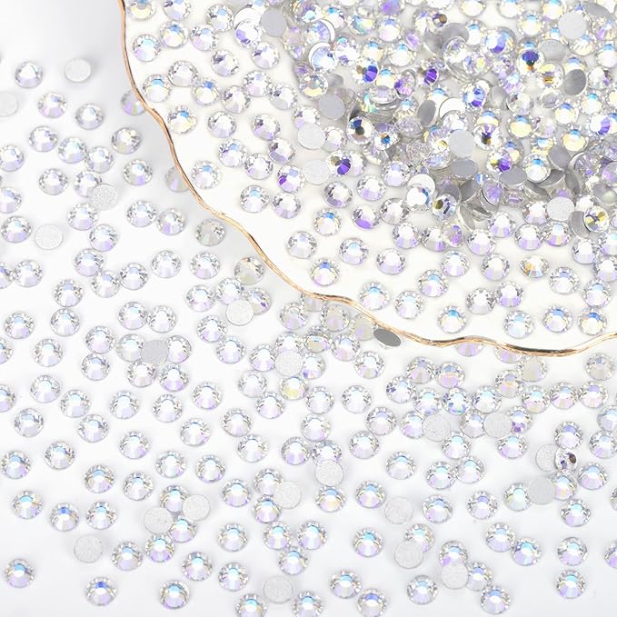 10000PCS Moonlight Rhinestones Bulk, Flat Back Crystal Glass Stone Round Gems,SS20, 4.6-4.8mm