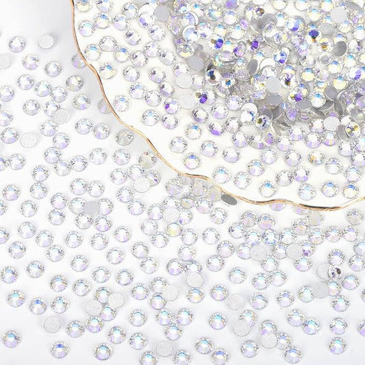 10000PCS Moonlight Rhinestones Bulk, Flat Back Crystal Glass Stone Round Gems,SS20, 4.6-4.8mm
