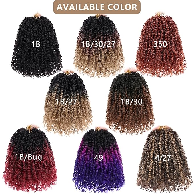 COOKOO 14 Inch Pre Twisted Micro Yanky Twists Crochet Hair 8 Bundles/Lot Yanky Twist Passion Twist Crochet Hair Pre Looped Spring Twist Crochet Hair Kinky Curly Twist Crochet Hair for Women 1B#