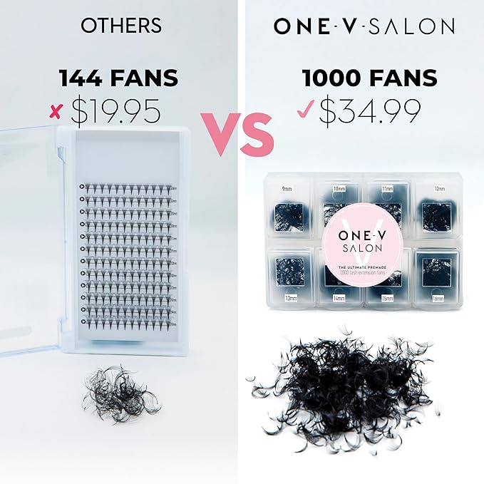 1000 Loose Premade Fans Eyelash Extensions, D Curl Volume Lashes,10D 20D 14D-0.05 Thickness, 9-16mm Fluffy Handmade Fan Mixed Tray