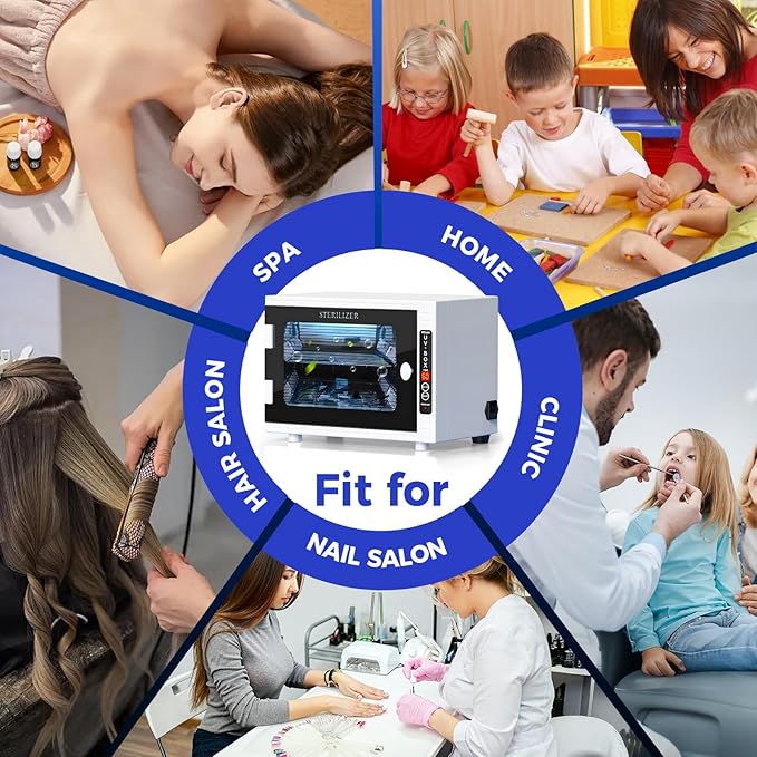 Nail Tool Cleaning Machine 12L High Capacity Dry Heat Cabinet for Home Salon Manicure Tool Cleaner Cabinet