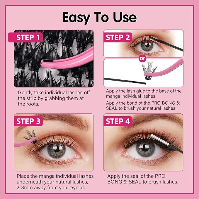 280 Pcs Individual Lashes 40D+50D Mixed Lash Clusters Devil Style Lashes That Look Like Eyelash Extensions Wispy Lashes DIY Individual Lashes At Home (40D+50D-D-8-16mix,Manga)