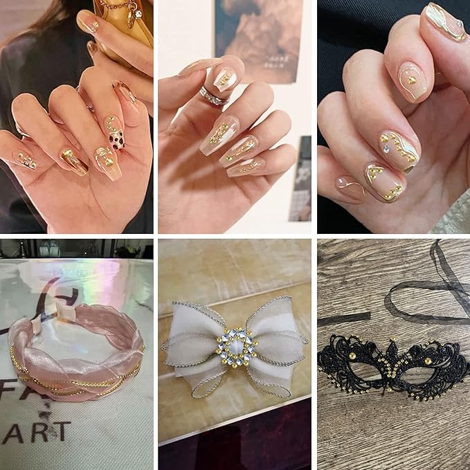 Beadsland Flatback Rhinestones Bulk, 2880pcs Gold Rhinestones for Nails Crafts Clothes DIY Decoration, Metal Sunlight, SS30, 6.3-6.5mm