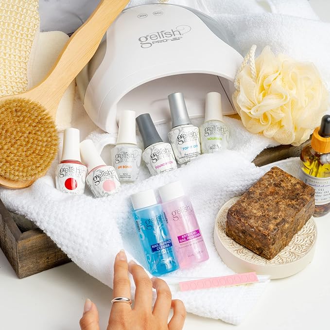 Gelish Pro Kit with Pro LED Light - Complete Manicure Set, UV/LED Nail Lamp, Gel Polishes, Essentials, Remover for Professional DIY Gel Nails At Home.