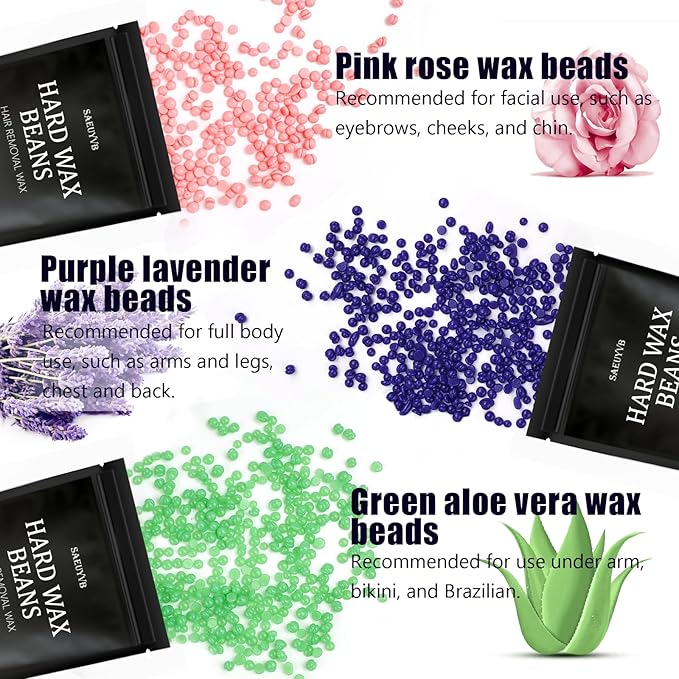 Waxing Kit for Women - Premium Hot Melt Hard Wax Warmer for Hair Removal, Eyebrow, Bikini, Legs, Face, Brazilian Wax - Machine, 5-Pack Beads, Accessories, Black