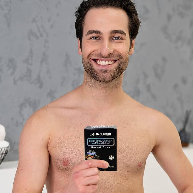 Black seed Charcoal and Shea butter Herbal Soap | Pack of 6 of 5oz soap Bar | Ideal for Men and Women, Soothing and Nourishing Soap for Moisturization