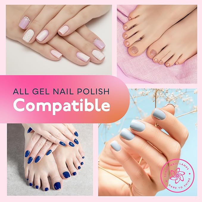 SUNUV 48W UV LED Nail Lamp with 4 Timer Settings, 33 LEDs Nail Dryer Compatible with All Gel Polish, Auto Sensor Removable Base SUN2C Pink