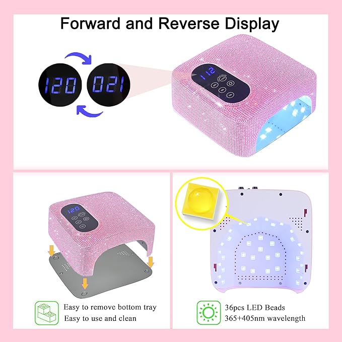 72W Cordless Led Nail Lamp, Rechargeable Nail Dryer, Portable Gel UV Led Nail Light with 4 Timer Setting Sensor, Professional Gel Nail Lights Nail Art Manicure Tools for Home and Salon