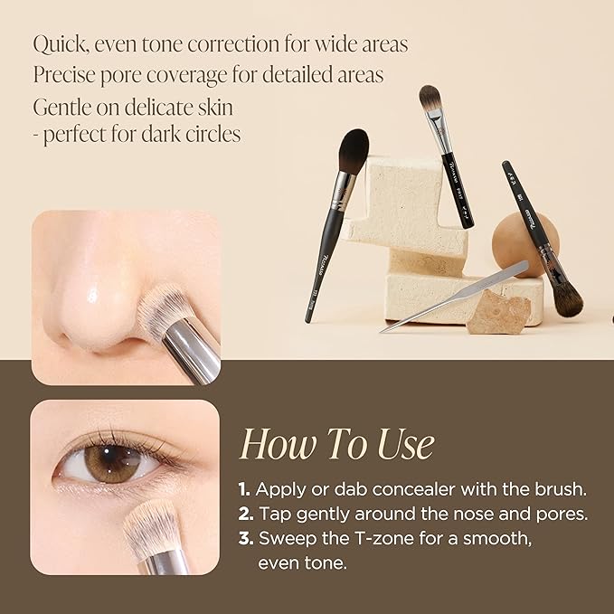 Korean Piccasso Brush 270 Concealer Brush – Perfect for Under-Eye and Spot Coverage, Ideal for Face Makeup, Works with Cream and Liquid Concealers, Perfect Liquid Blush Brush, K-Beauty