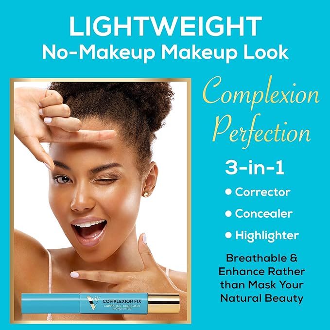 Veil Cosmetics - Complexion Fix Concealer - Liquid Concealer for Under Eye + Dark Circles - Highlight, Contour, Correct - Anti-Aging - Vegan Makeup Pen - Hydrating Lightweight (3N Medium Neutral)