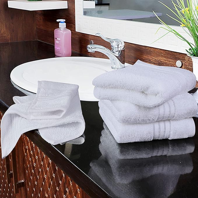 Utopia Towels 12 Pack Premium Wash Cloths Set, 12 by 12 Inches, 100% Cotton Ring Spun, Highly Absorbent and Soft Feel Washcloths for Bathroom, Spa, Gym, and Face, White