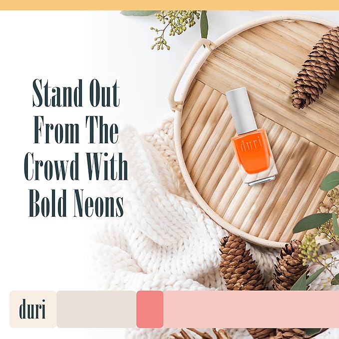 duri 647N The O.C. Orange, Neon Orange Nail Polish, Matte Finish, Quick Drying, 0.45 Fl Oz