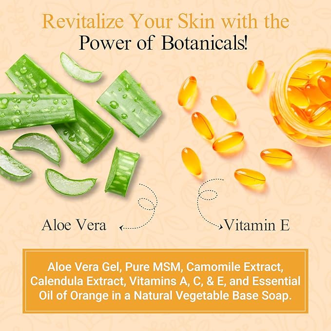 At Last Naturals MSM Soap Bar Body Soap for Women Fine Line and Wrinkle Reduction Herbal Moisturizer with Aloe Vera Vitamin E and Essential Oils Deep Cleansing for Sensitive Skin 3 Ounce (Pack of 3)