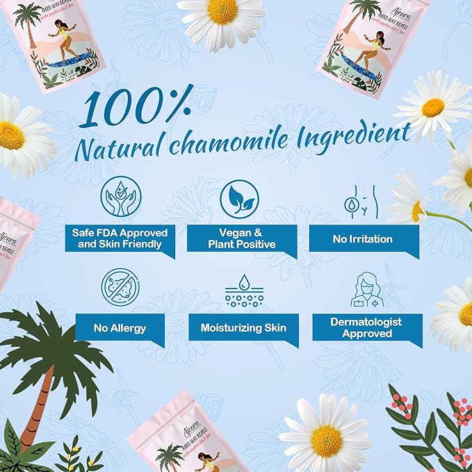 Ajoura 1lb Hard Wax Beads for Hair Removal, Chamomile Wax Beans for Full Body, Brazilian, Bikini Waxing, Face, Eyebrows, Underarms, Arms, Chest, Back, Legs, Home Refill wax for Wax Warmer Kit (Blue)