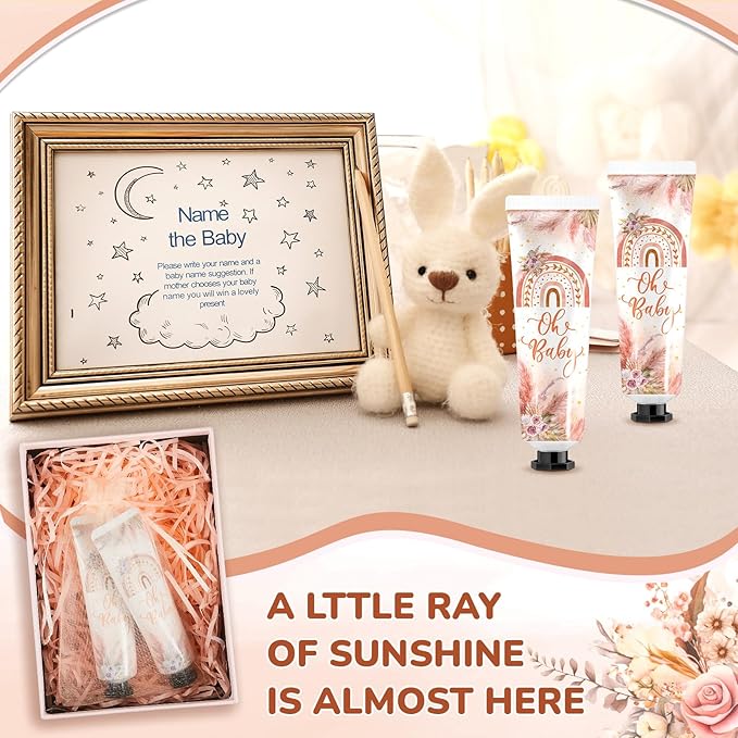 48 Sets Baby Shower Hand Cream Bulk Bohemia Baby Shower Favors Bridal Thank You Hand Cream for Guests Travel Size Lotion with Organza Bags