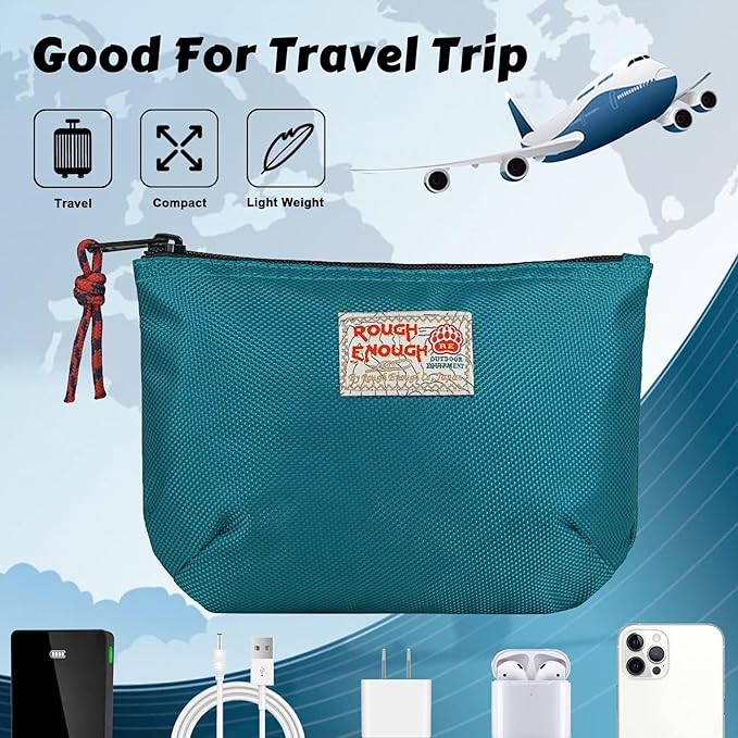Rough Enough Small Tech Organizer Travel Case for Electronics & Cords - Cable Storage Bag Blue