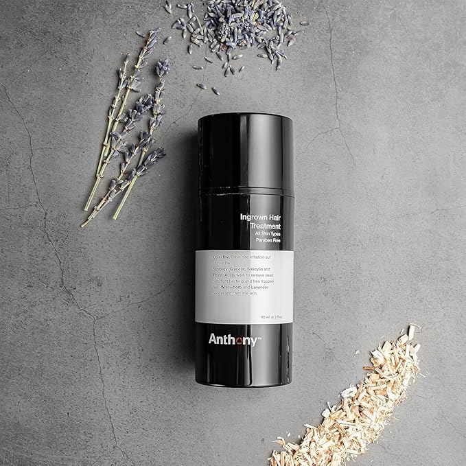 Anthony Ingrown Hair Treatment for Men, Gel Solution to Calm Razor Burn, Scar and Redness Eliminator, Bump Removal, 3 Fl Oz, Pack of 3