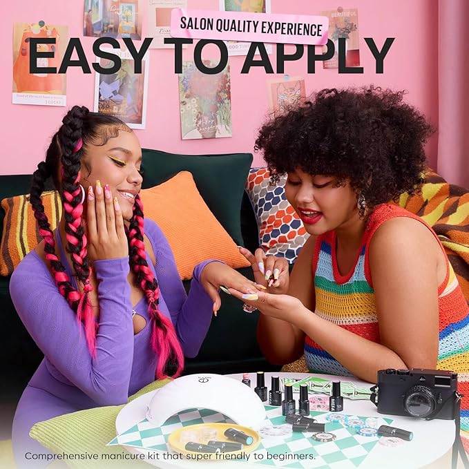 MEFA Gel Nail Polish Set, 23 Pcs Burgundy Red Brown Gel Polish Set Collection Summer Neon Classic Orange Black Navy Blue Glitter Nail Polish Starter Set with Glossy & Matte Top Base Coat Nail Art Gift