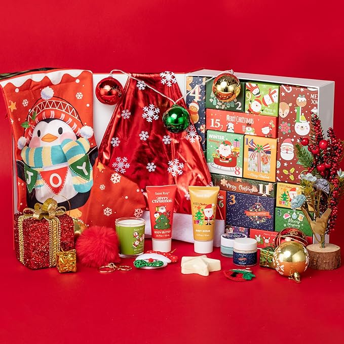 Christmas Gift Set, Bath and Body Gifts Sets for Women, Merry Christmas Surprise Box, 15pcs Luxury Spa Gifts for Her, Teen Girls, New Year Surprise Christmas Skincare Set, Advent Calendar