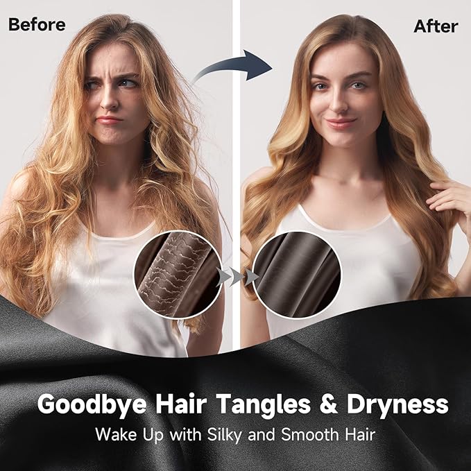 Umisleep Large Silk Bonnet for Sleeping Women, 100% Double Layer 22 Momme Mulberry Silk, Non Slip Hair Bonnet with Adjustable Band for Curly Long Hair, Black