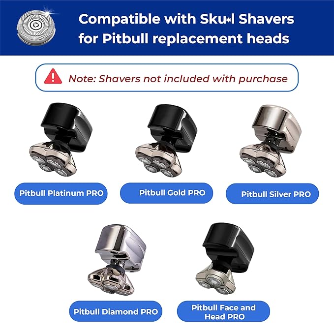 12 Pack Replacement Blades Compatible with SKU*l Shaver Pitbull Gold PRO & Silver - Pitbull Shaver Replacement Blade, Enhanced Heads for Superior Smooth Shaving Without Scratching