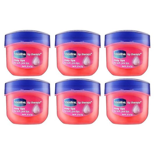 Vaseline Lip Therapy Lip Balm Mini, Rosy Lips | Lip Repair in a Container for Cracked, Dry Lip | Travel Size 0.25 Oz (Pack of 6)