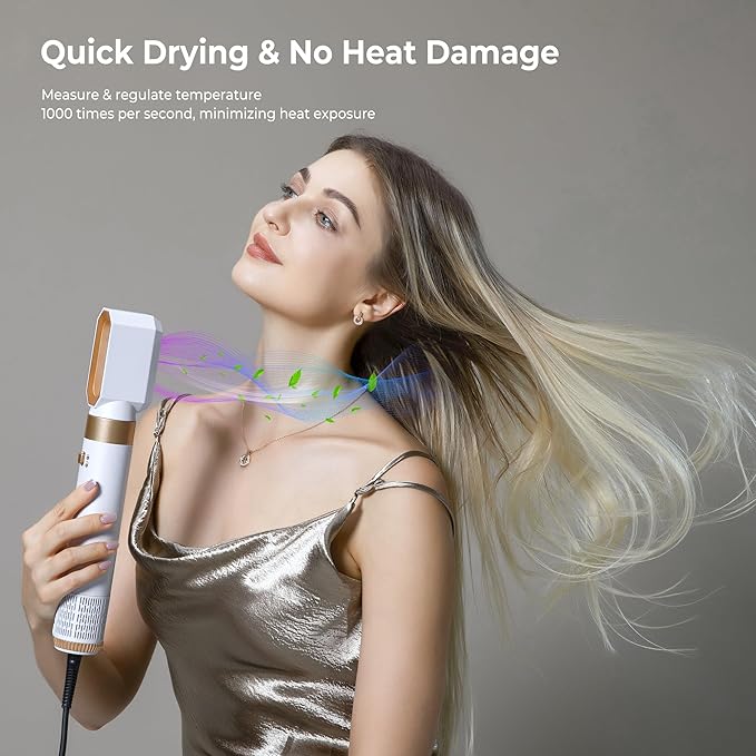 6 in 1 Hair Dryer Brush, Blow Dryer Brush Ionic Hair Dryer, Oval Hot Air Brush, Hair Curler Hair Straightener Magic Styler Autowrap Air Styler