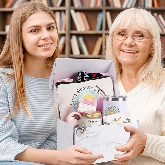 12 Pieces Grandma Gifts Box, Birthday Gifts for Grandma from Granddaughter Grandson,Nana Gifts Basket Grandma Birthday Gifts for Gigi Grandmother
