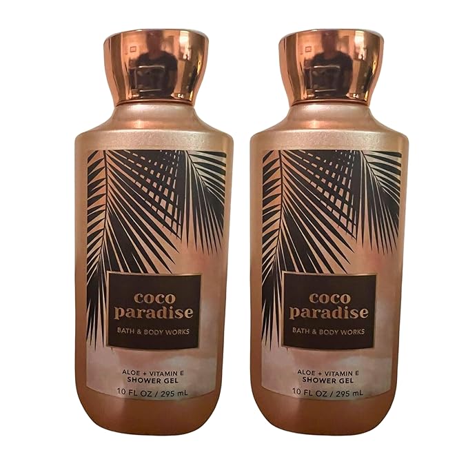 Bath & Body Works Shea + Vitamin E Shower Gel, Set of 2, 10oz Each (Coco Paradise)