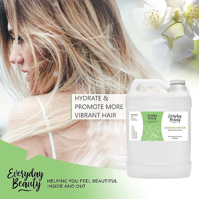 Jasmine Water Facial Toner - Bulk 1 Gallon - All Natural Hydrating Spray Mist for Face and Hair - 100% All Natural Jasmine Water Hydrosol