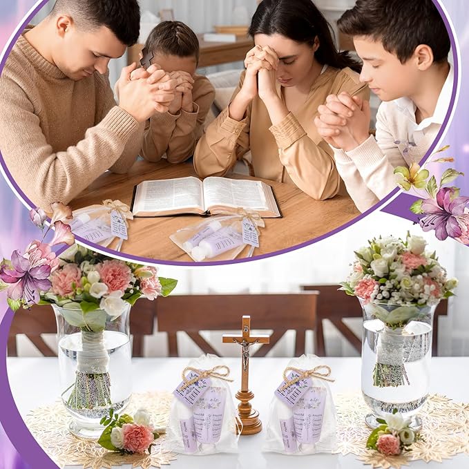 24 Sets Christian Hand Cream and Lip Balm Gift Set Christmas Christian Gift for Women Travel Size Hand Lotion Bible Verse Lip Balm Bulk for Baby Bridal Shower Mom Holiday Gift(Classic)