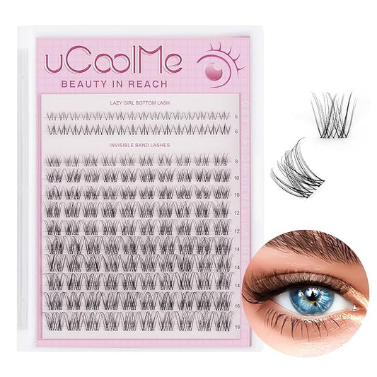 Venus Lash Clusters 8-16mm with 5-6mm Bottom Lashes Natural Eyelash Clusters D Curl -WideSpan DIY Eyelash Extension Individual Fake Eyelashes Clusters with 0.05mm Ultra-Thin Invisible Lash Band