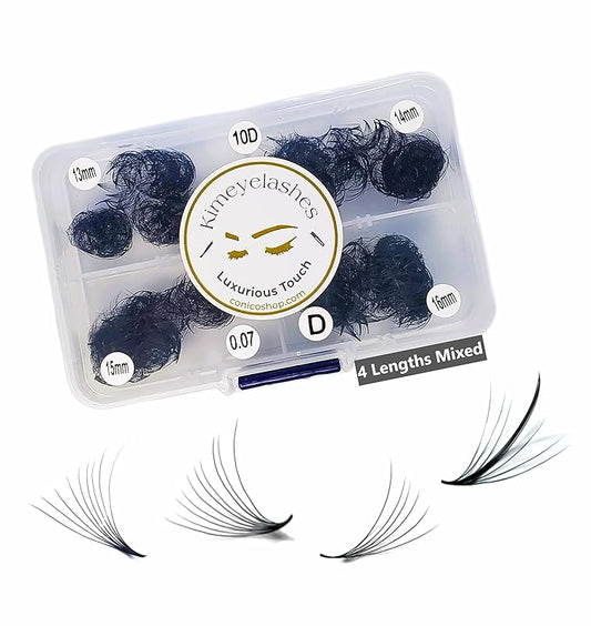 1000 Premade volume fans Mixed 4 lengths 9-12 | 11-14 | 13-16 CC, D Curl Wispy Handmade eyelash extensions supplies Russian volume lash promade fan 4D 5D 6D 10D (9mm - 12mm, 10D - 0.05 - CC)
