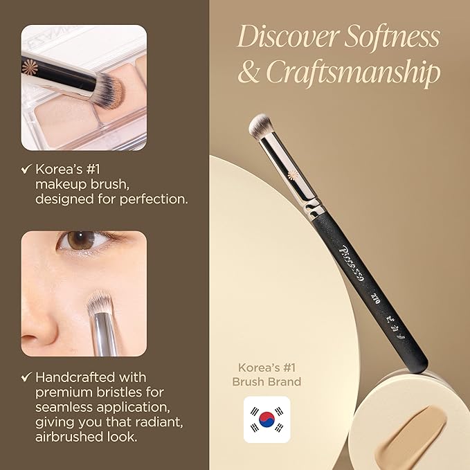 Korean Piccasso Brush 270 Concealer Brush – Perfect for Under-Eye and Spot Coverage, Ideal for Face Makeup, Works with Cream and Liquid Concealers, Perfect Liquid Blush Brush, K-Beauty