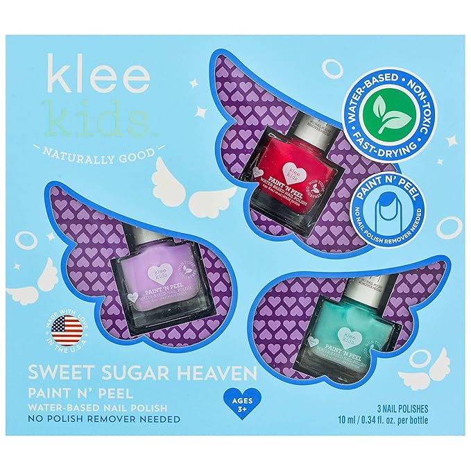 Klee Kids Water-Based Peelable Nail Polish Gift Set. Odor-Free. Non-Toxic. Made in USA. (Sweet Sugar Heaven)
