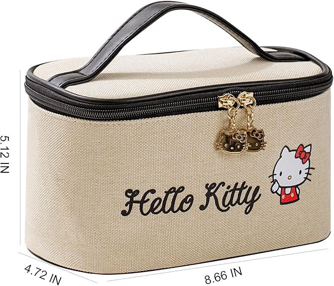 AmBealla Make up Bag Travel Cosmetic Bags Brush Holder Zipper Pouch Case Organizer Cute Organizer Suitable for Purse for Women (Beige-A)