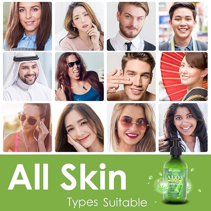 Aloe Vera Gel, 100% Aloe Vera from Freshly Cut Aloe Leaves, Skin Care for Deeply & Rapidly Soothing, Firming, After Shave, Sunburn Relieve, etc