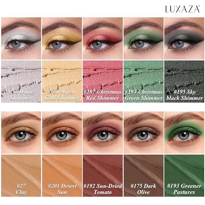 10PCS Eyeshadow Stick,Pro Longwear Cream Eye Shadow Brightener Pencil Crayon Makeup Sticks-Christmas Golden Night