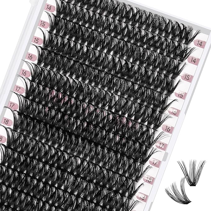 280 Pcs Individual Lashes 50D Mixed Lash Clusters 14 Rows Cluster Lashes that Look Like Eyelash Extensions DIY Lash Extension Self Application At Home (50D-D-14-20mix)