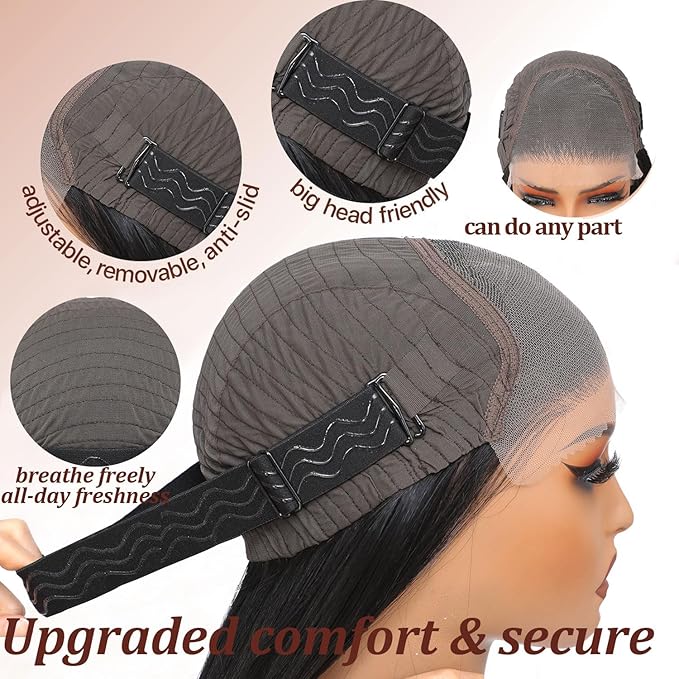 7x5 Chocolate Brown Lace Front Wig for Women Synthetic Lace Wig Pre Plucked HD Lace Straight Wig Wear And Go Glueless Wig 26inch