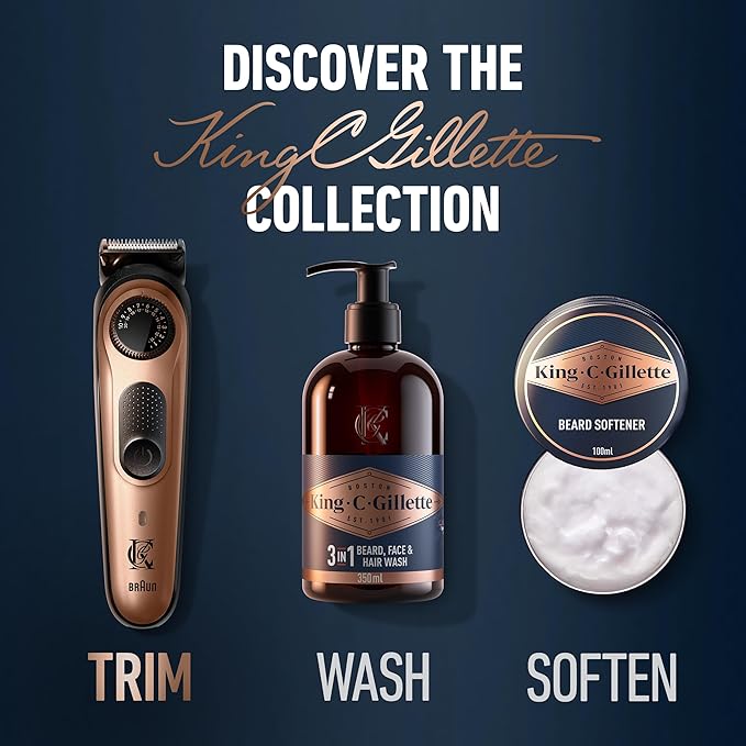 King C. Gillette Beard Trimmer PRO, 40 Length Settings, Cordless Design, Holiday Gifts for Men, 1 Trimmer, 1 Brush, 2 Combs, 1 Charger and 1 Zip Pouch