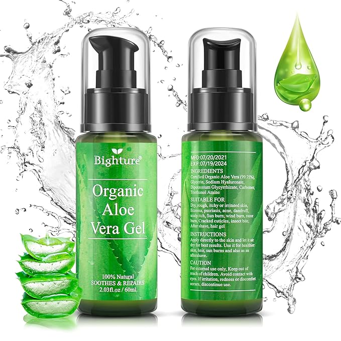 Aloe Vera Gel, Aloe Vera Gel Extracted from Freshly Cut Pure Aloe Leaves, Skin Care for Deeply & Rapidly Soothing, Firming, After Shave, Sunburn Relieve, etc (Travel Pack)