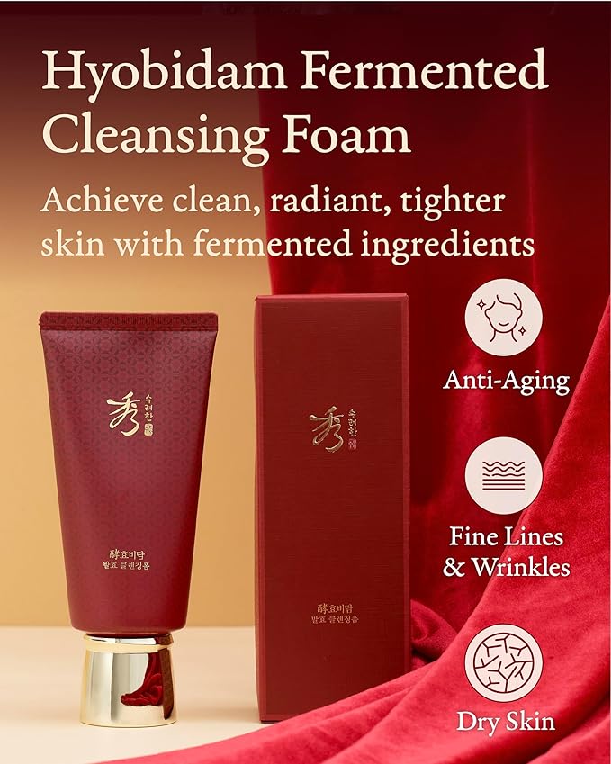 Sooryehan Hyobidam Fermented Cleansing Foam (5.4 fl oz) - Korean Skincare for Thorough Cleansing, Moisture Retention, and Softening Effects. with Baekhyodan™ to Remove Impurities