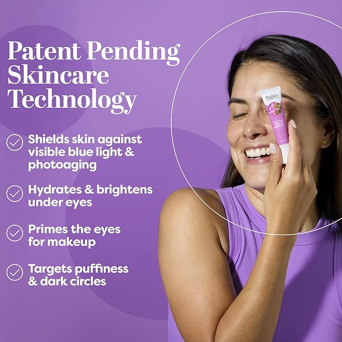 TruSkin Longevity Eye Cream – Caffeine Eye Cream with Bakuchiol, Lingonberry Stem Cells & Green Coffee Bean – Healthy Aging Gentle Retinol Alternative, Puffiness, Dark Circles, 0.5 fl oz